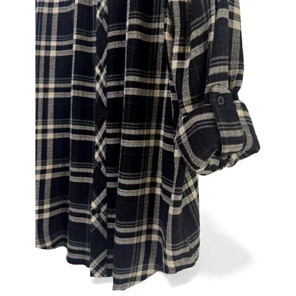 Cosmic Blue Love Maci Relaxed Plaid Top Women's Size L - Picture 7 of 10